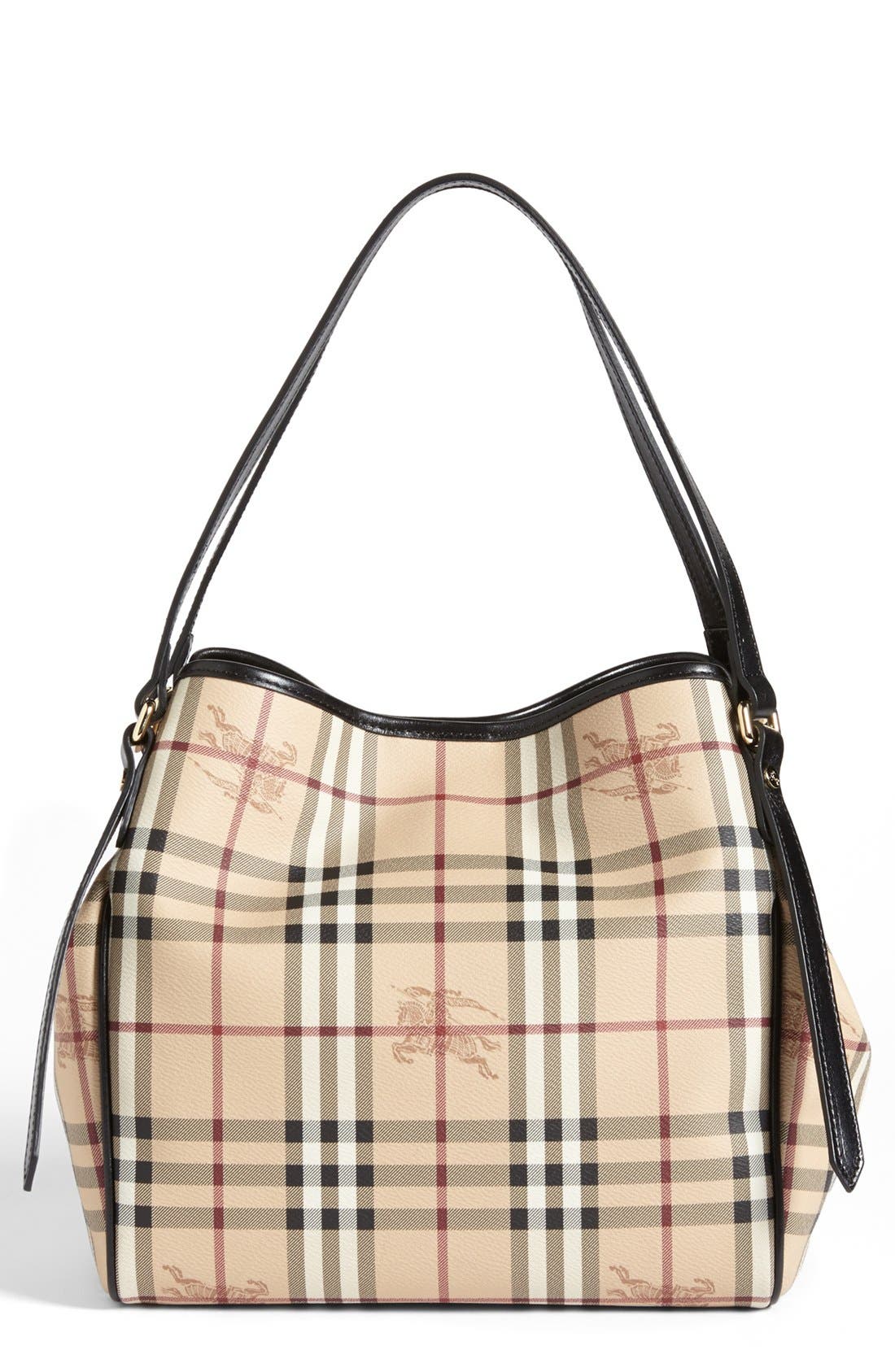 Burberry 'Haymarket Check - Small' Shoulder Tote, Main, color, 