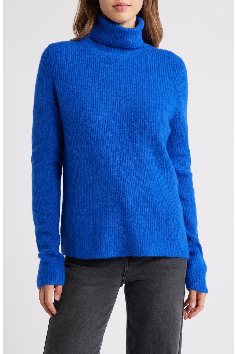 Rib Turtleneck Sweater, Main, color, BLUE SURF
