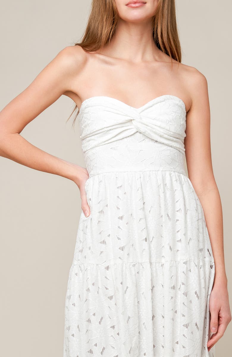 FLYING TOMATO Strapless Lace Maxi Dress, Alternate, color, 