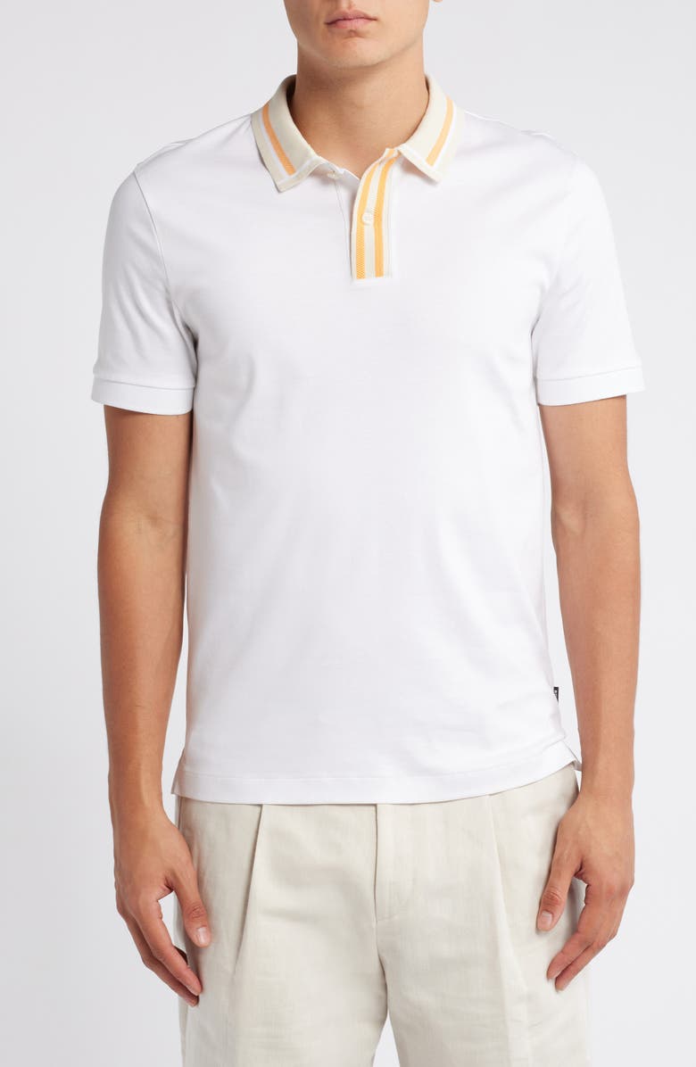 BOSS Phillipson Cotton Polo, Main, color, White