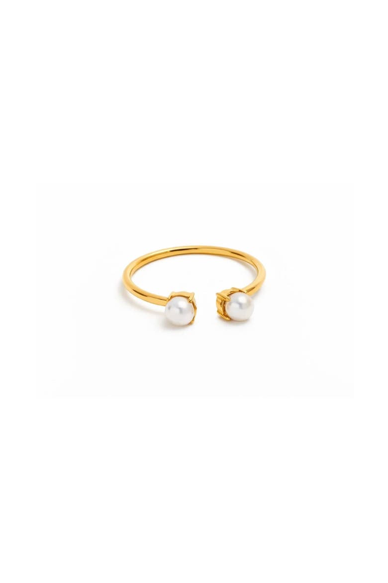 Double Pearl 18k Plated Stainless Steel Ring, Main, color, Gold
