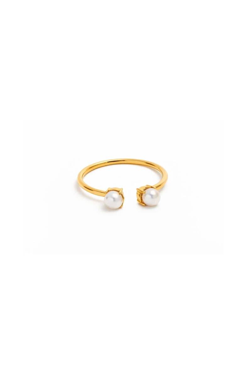 ADIBA Double Pearl 18k Plated Stainless Steel Ring, Main, color, Gold