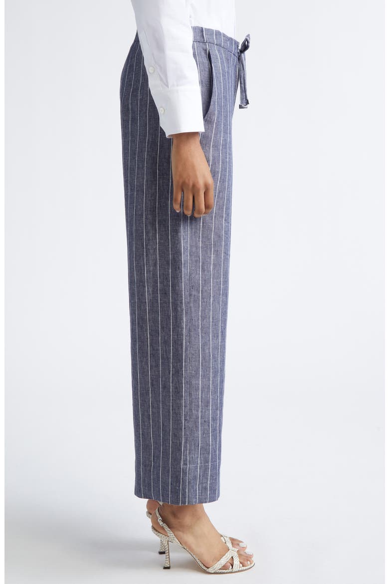 Cresta Pinstripe Linen Twill Wide Leg Crop Pants, Alternate, color, ULTRAMARINE