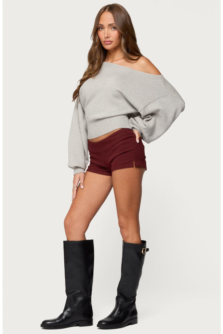 Dinah Low Rise Denim Micro Shorts, Alternate, color, BURGUNDY