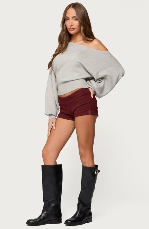 Edikted Dinah Low Rise Denim Micro Shorts In Red