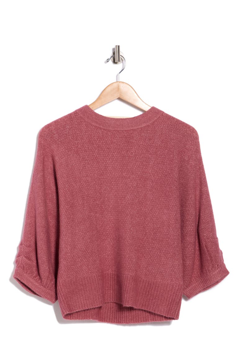 Seed Stitch Dolman Sweater, Alternate, color, HEATHER GARNET ROSE