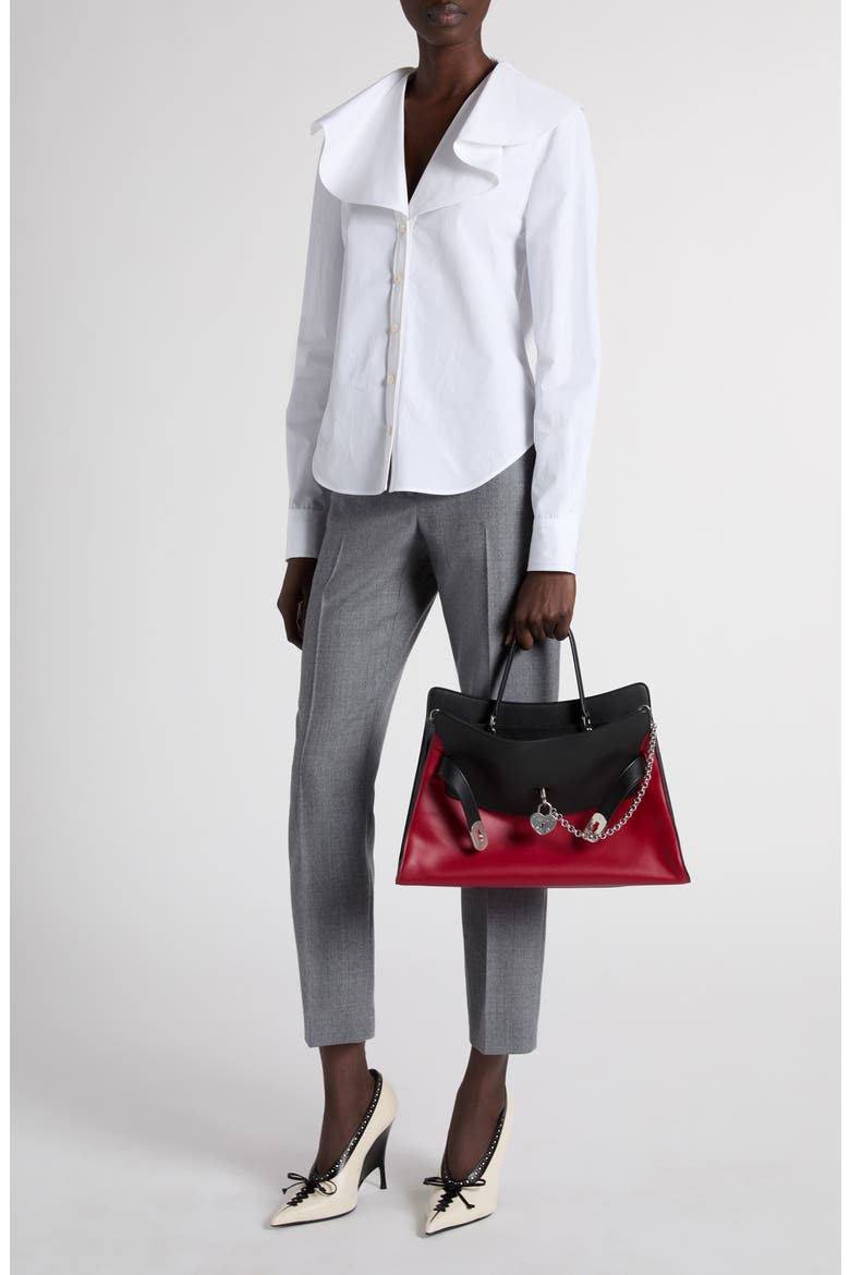 Ruffle Collar Cotton Shirt, Alternate, color, OPTIC WHITE