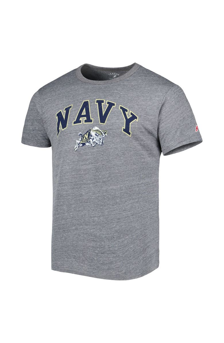 LEAGUE COLLEGIATE WEAR Men's League Collegiate Wear Heather Gray Navy Midshipmen 1965 Arch Victory Falls Tri-Blend T-Shirt, Alternate, color, Heather Gray