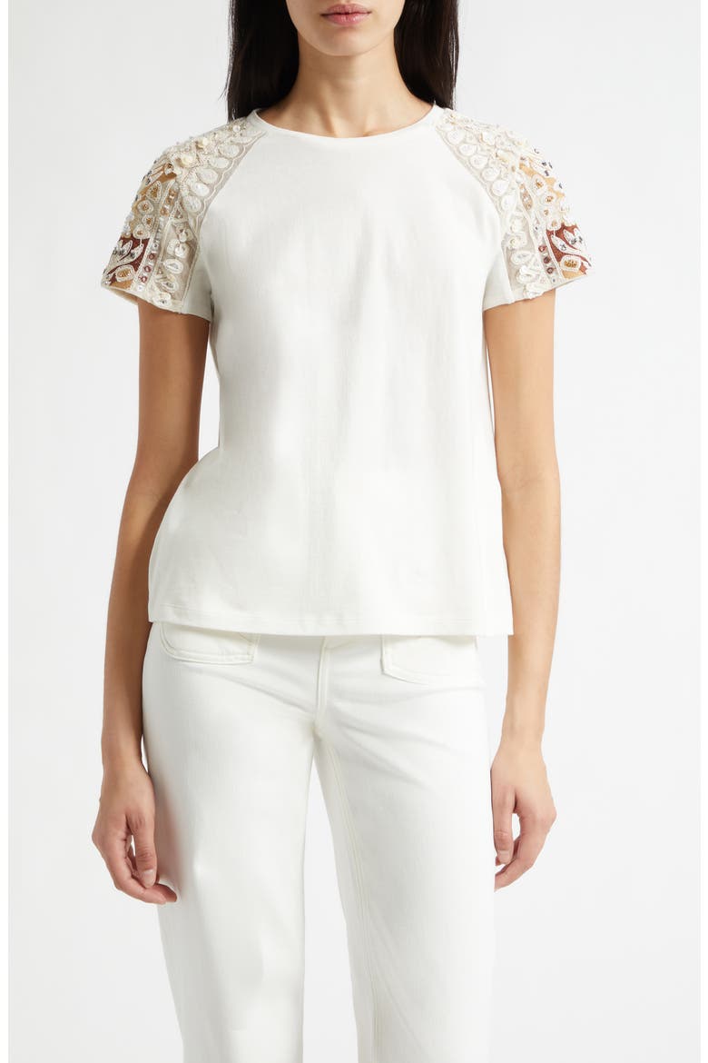 Tyler Sequin Embroidery Detail Cotton T-Shirt, Main, color, COFFEE COMBO
