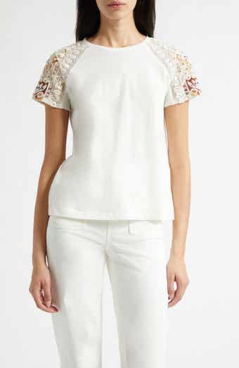 Tyler Sequin Embroidery Detail Cotton T-Shirt