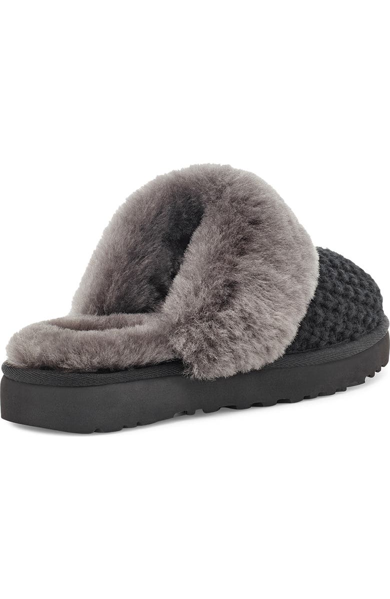 UGG<sup>®</sup> Cozy Knit Genuine Shearling Slipper, Alternate, color, Black Knit