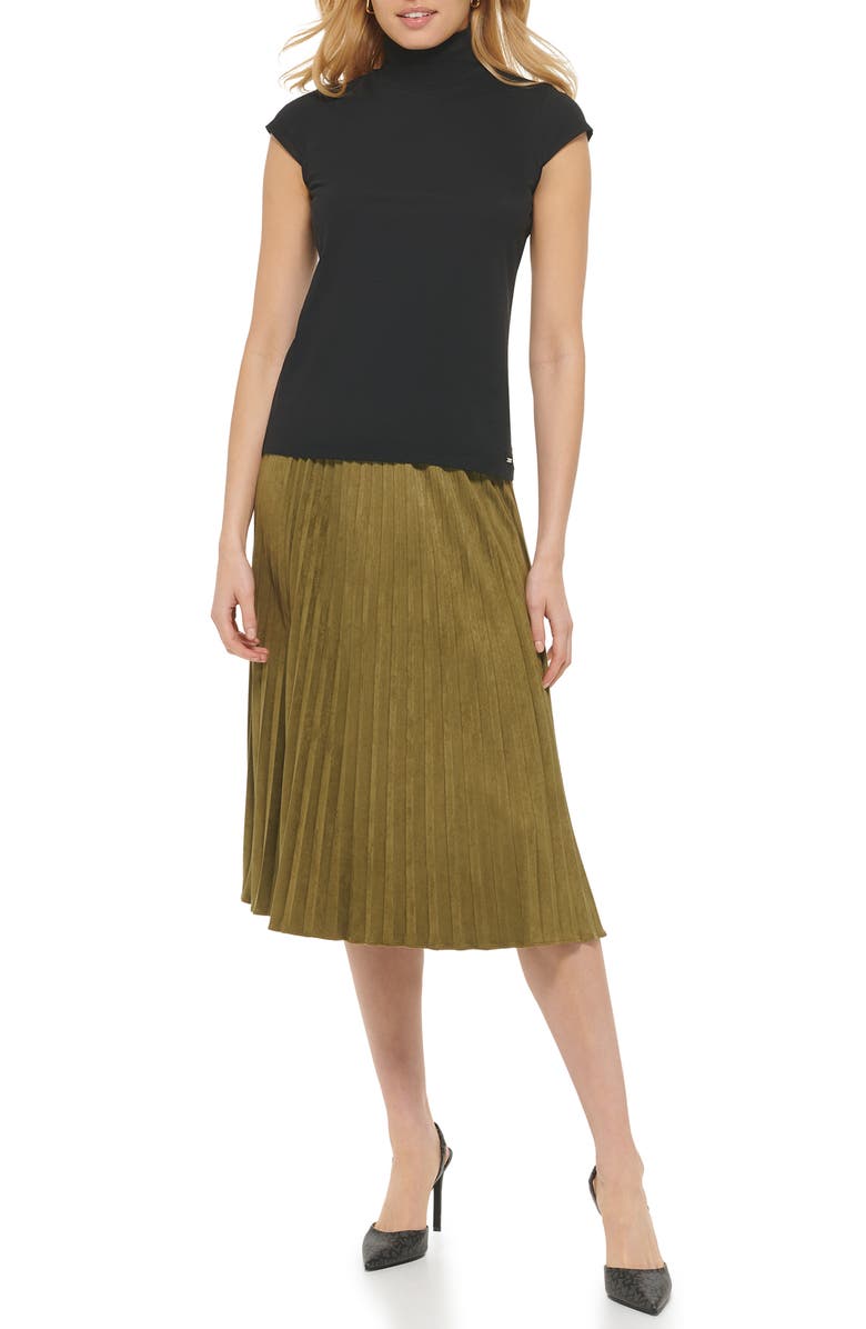 DKNY Cap Sleeve Mock Neck Shirt, Alternate, color,