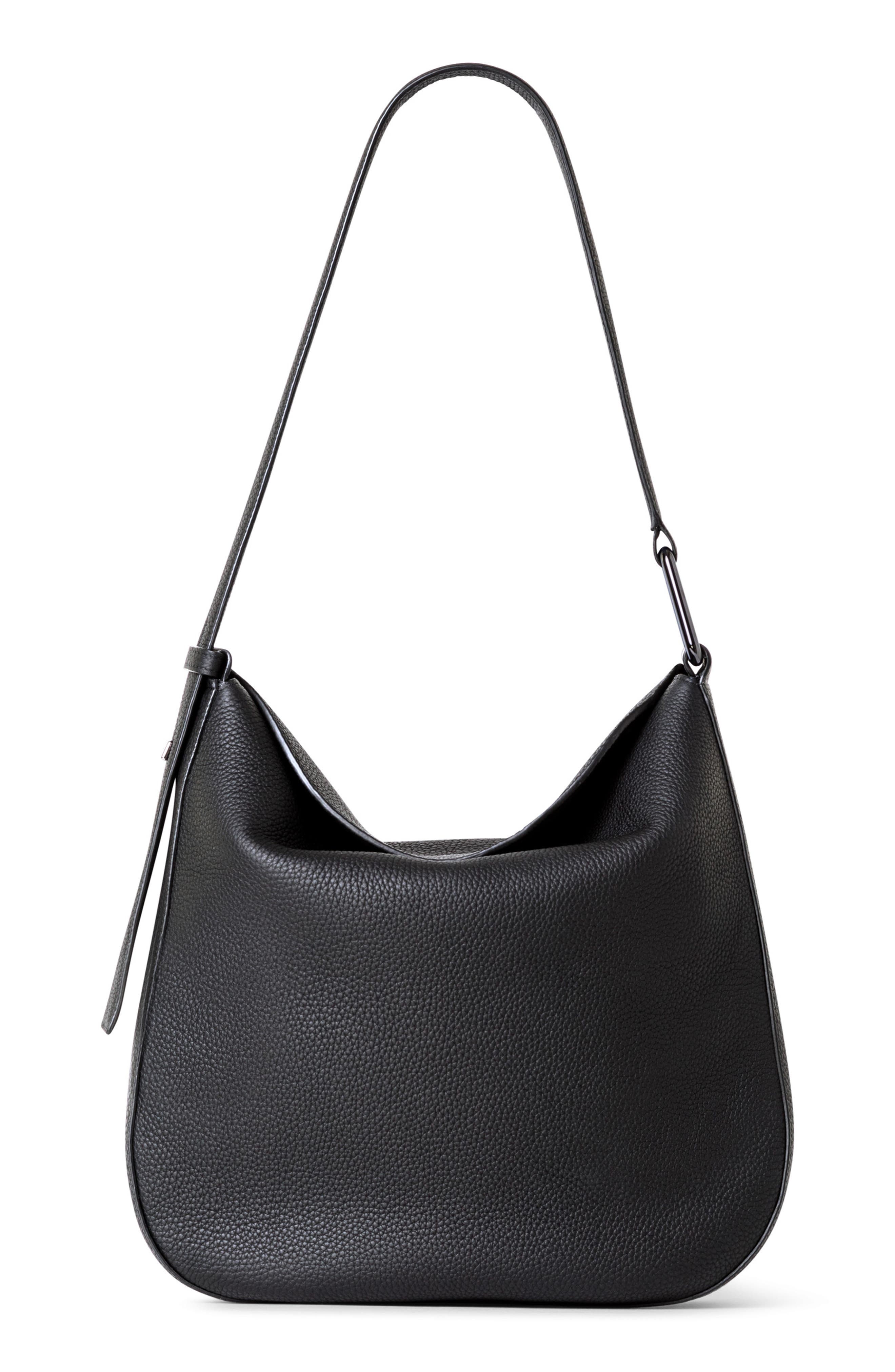 Akris Medium Anna Leather Hobo Bag, Main, color, 009 Black