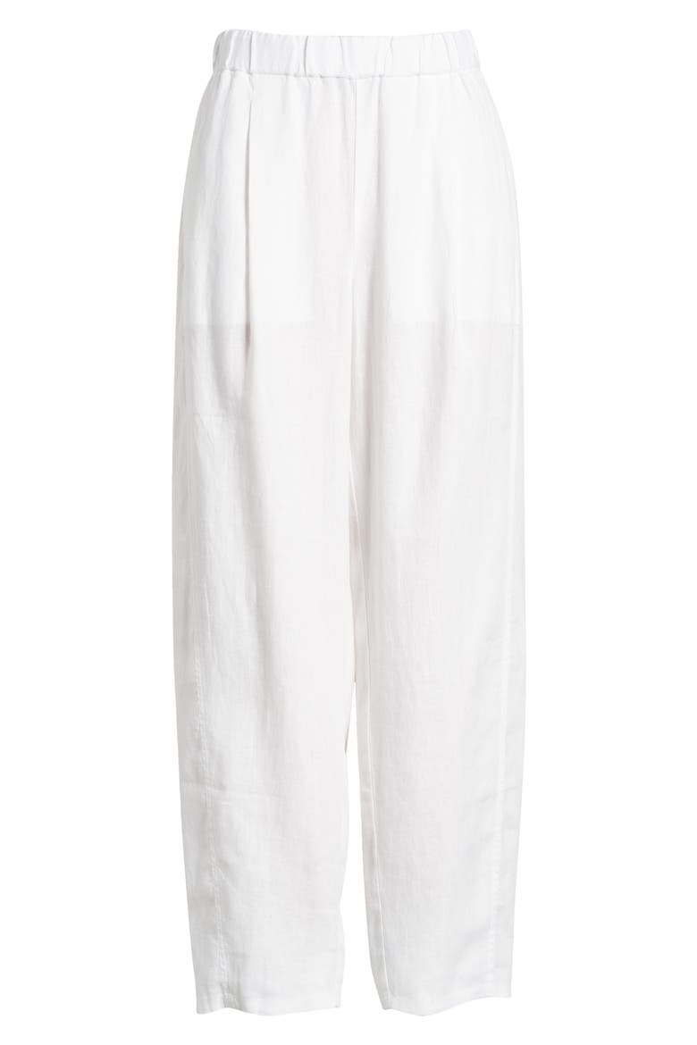Pleated Organic Linen Lantern Pants, Alternate, color, WHITE