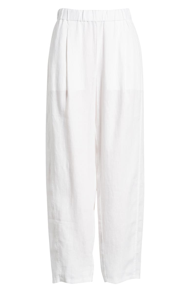 Eileen Fisher Pleated Organic Linen Lantern Pants, Alternate, color, White