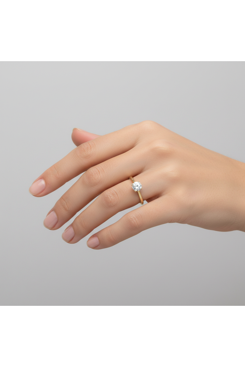 Neli 14K Yellow Gold Round Shape Lab Grown Diamond Solitaire Ring - 1 Ct, Alternate, color, 14K Yellow Gold
