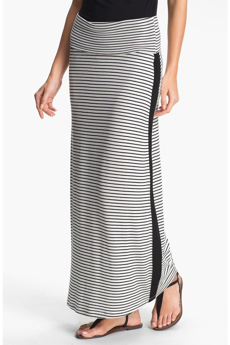 Tuxedo Stripe Maxi Skirt, Main, color, BLACK/ WHITE