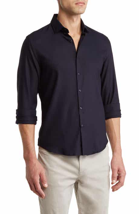 DENIM AND FLOWER Navy Solid Stretch Button-Up Shirt