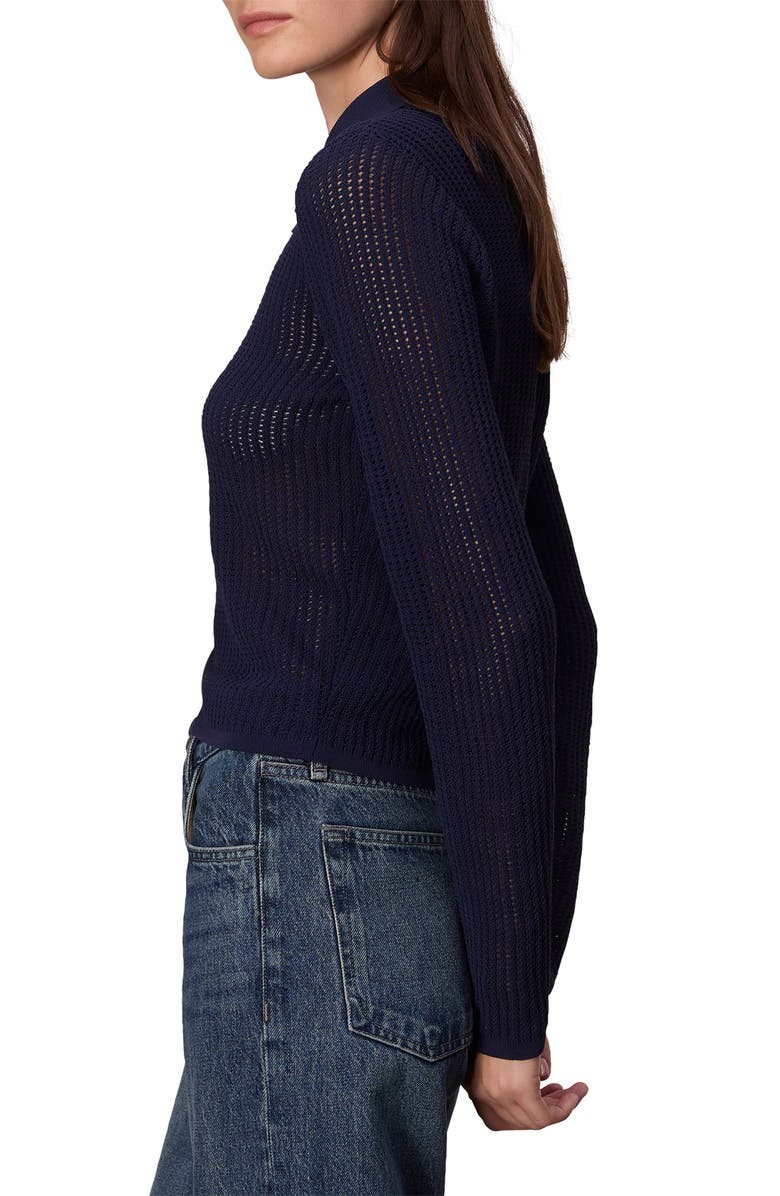 rag & bone Viola Open Stitch Polo Sweater, Alternate, color, Indigo