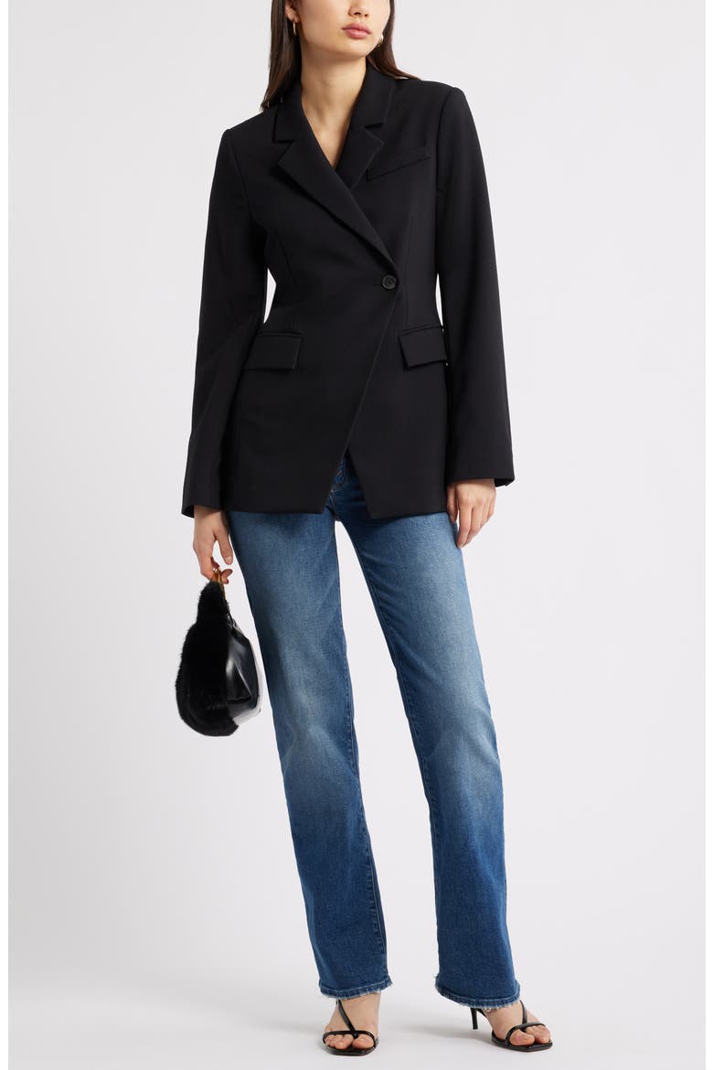 The Icon Asymmetric Fitted Blazer, Alternate, color, BLACK