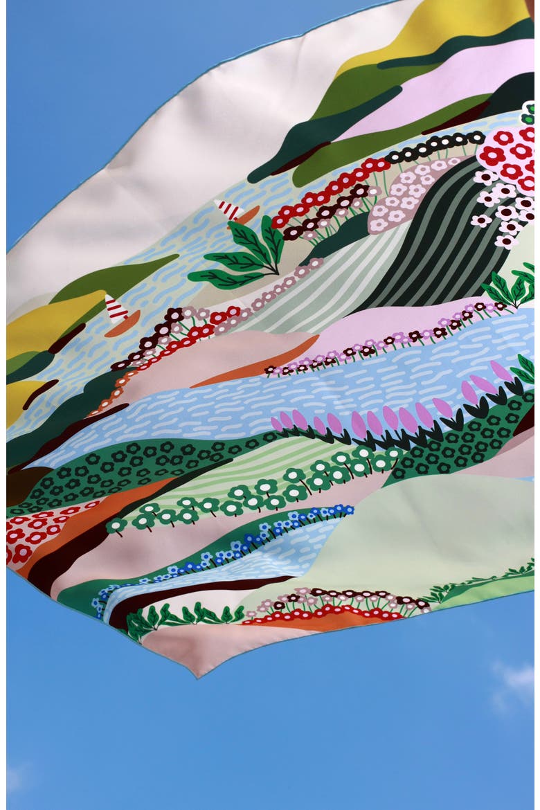 Double Sided Silk Scarf Of Summer, Alternate, color, Blue