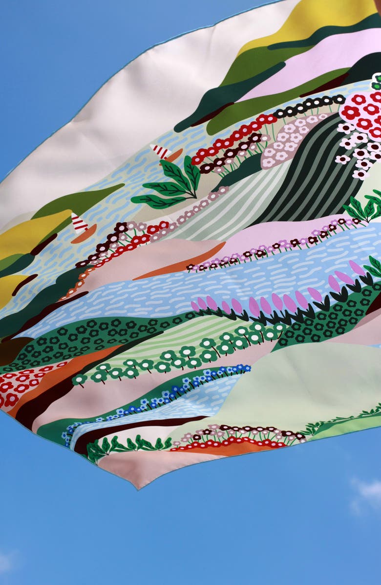 Jessie Zhao New York Double Sided Silk Scarf Of Summer, Alternate, color, Blue