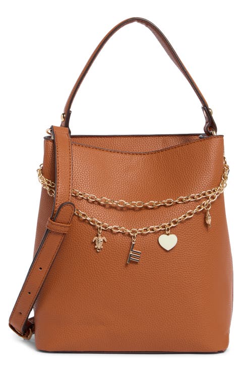 Pebbled Faux Leather Bucket Crossbody Bag