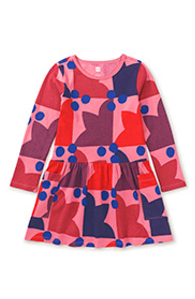 Tea Collection Long Sleeve Pocket Dress, Main, color, Quilt Tulip