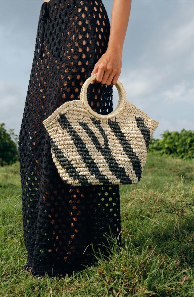 Jelavu Naomi Woven Raffia Tote Bag, Alternate, color, Natural / Black