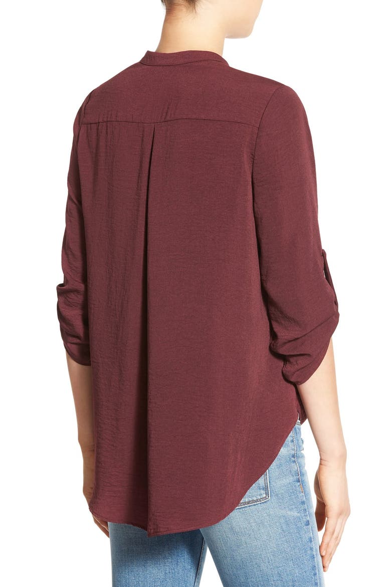 Twist Front Woven Shirt, Alternate, color, FIG