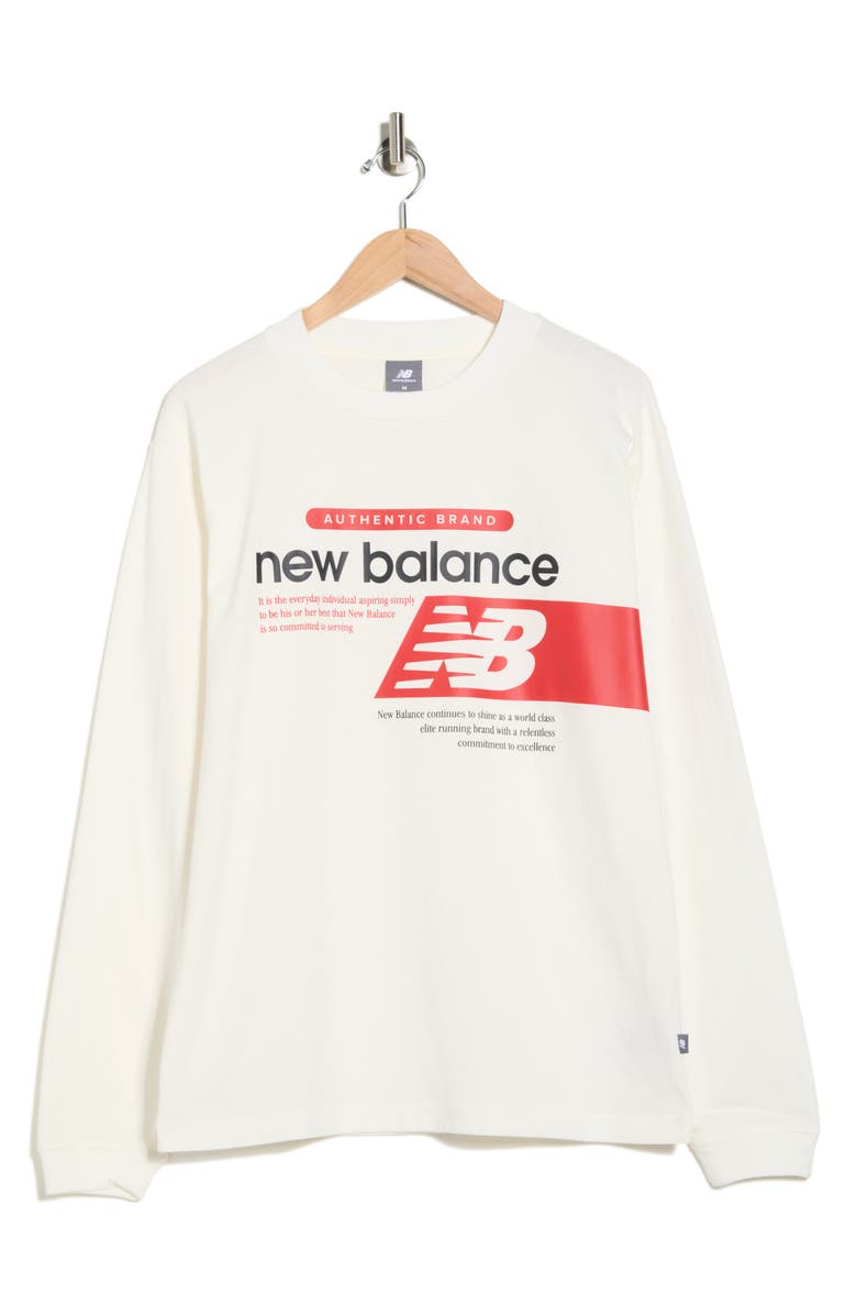 New Balance Relaxed Fit Athletic Player Long Sleeve Graphic T-Shirt, Alternate, color, White