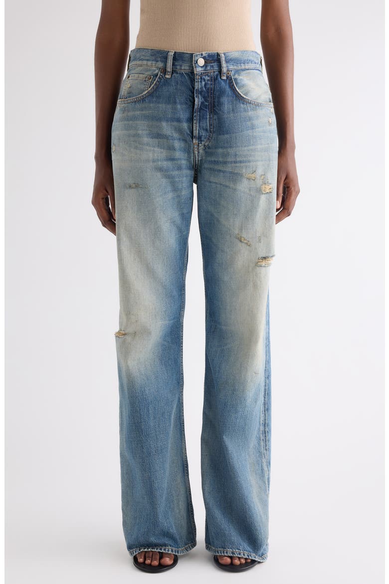 2021 Daybreak Distressed Wige Leg Jeans, Main, color, MID BLUE