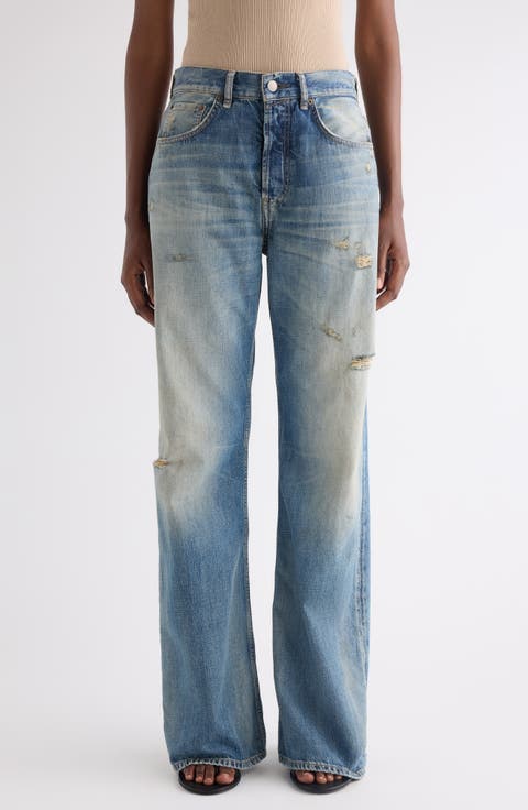 2021 Daybreak Distressed Wige Leg Jeans