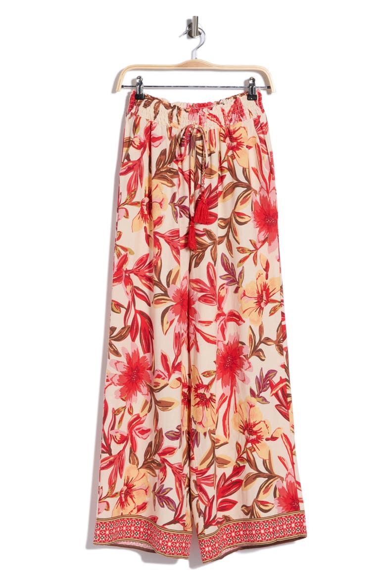 Floral Wide Leg Pants, Alternate, color, CORAL TROPICAL PARADISE