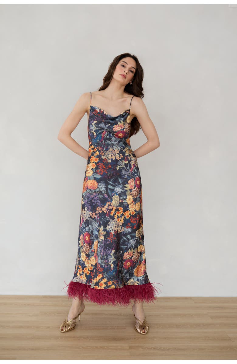 Vasiliki Mila Botanica Silky Feather Dress, Alternate, color, Botanical Floral