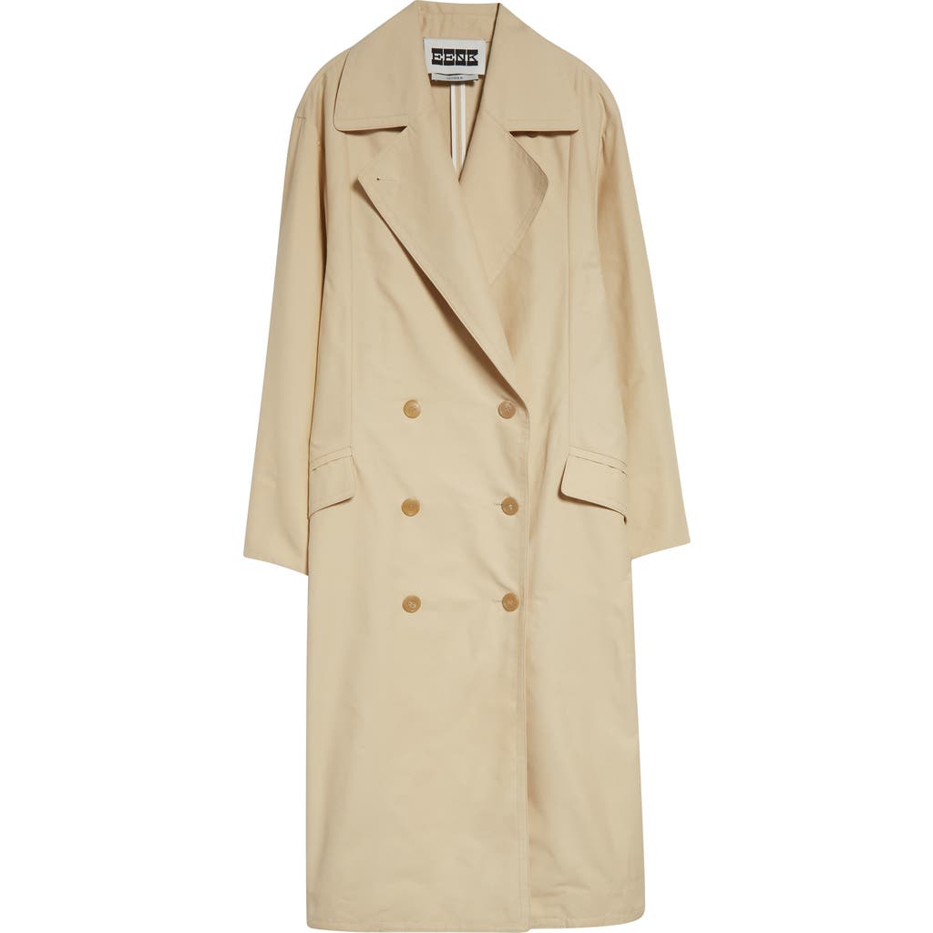 Shop Eenk Oversize Long Peacoat In Beige