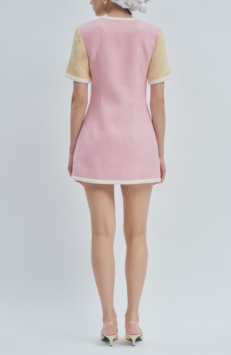 MAUDE CLUB Taylor Colorblock Tweed Minidress, Alternate, color, Pink Multi