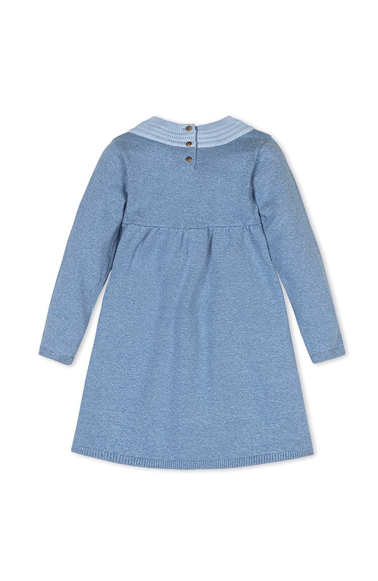 Hope & Henry Kids' Organic Long Sleeve Empire Sweater Dress with Collar Detail, Alternate, color, Medium Blue Marl