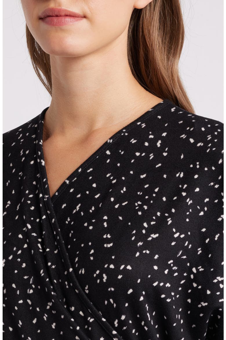 Long Sleeve Faux Wrap Dress, Alternate, color, BLACK