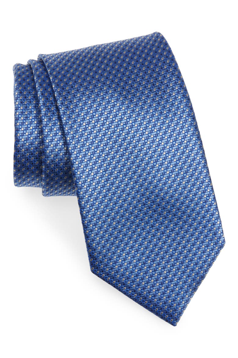 Geometric Silk Tie, Main, color, BLUETTE/ SAND