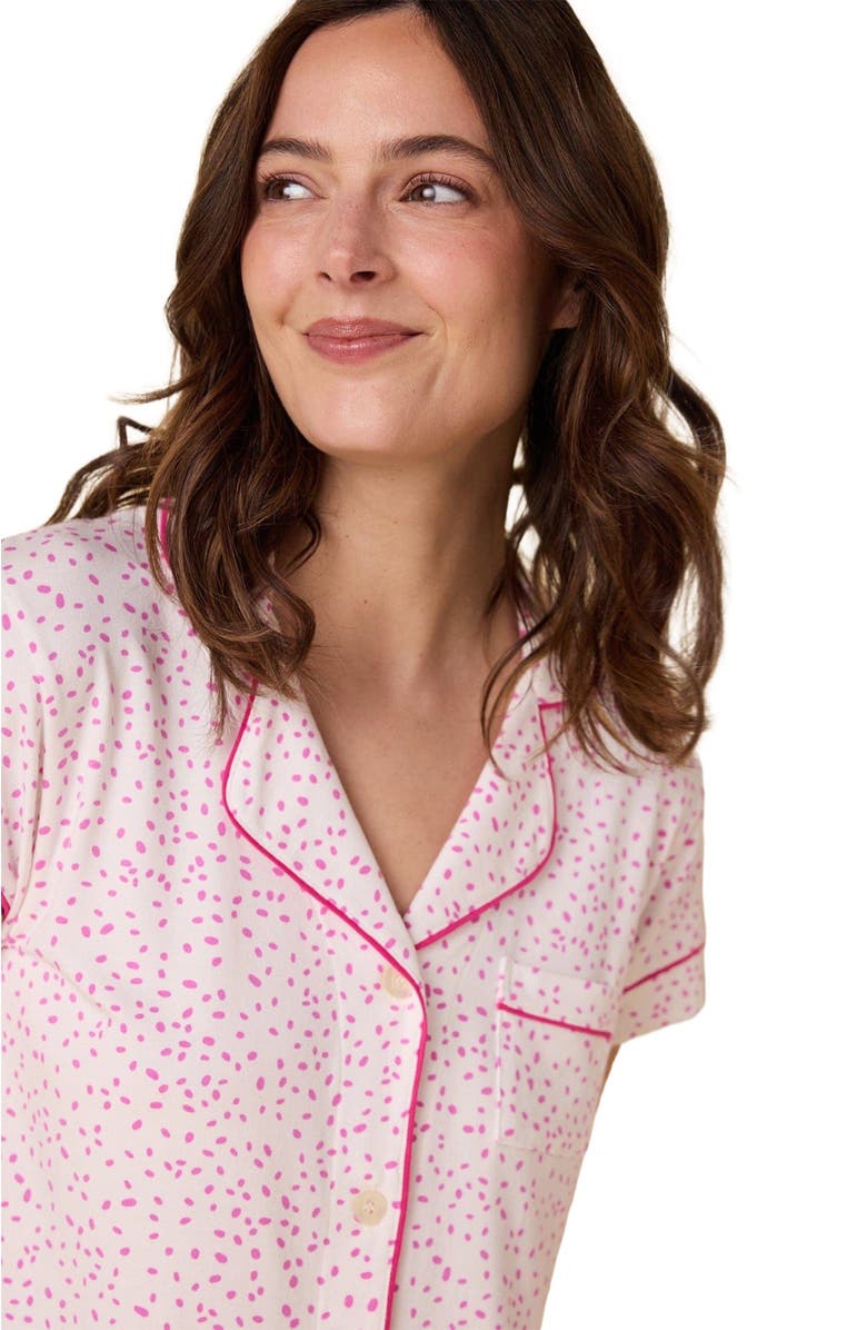 The Cat's Pajamas Pima Knit Short Set Stripes Dots, Alternate, color, Confetti Dot Orchid