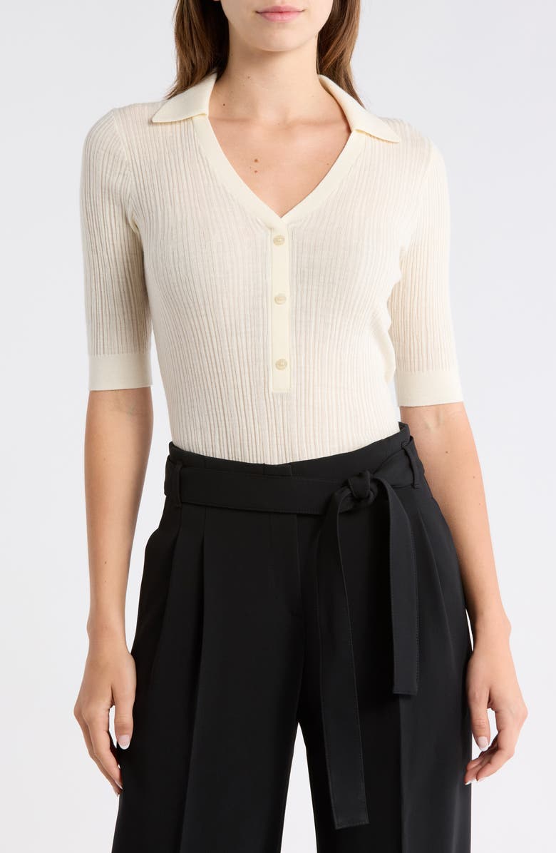 BOSS Fabyni Wool Polo Sweater, Main, color, Open Wht