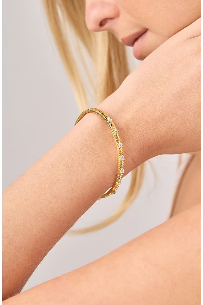 18K Gold Cleo Diamond Bangle Bracelet (Online Trunk Show), Alternate, color, 18KY