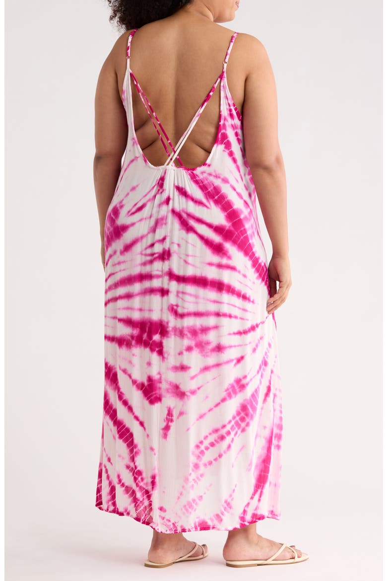Tie Dye Cover-Up Dress, Alternate, color, MAGENTA