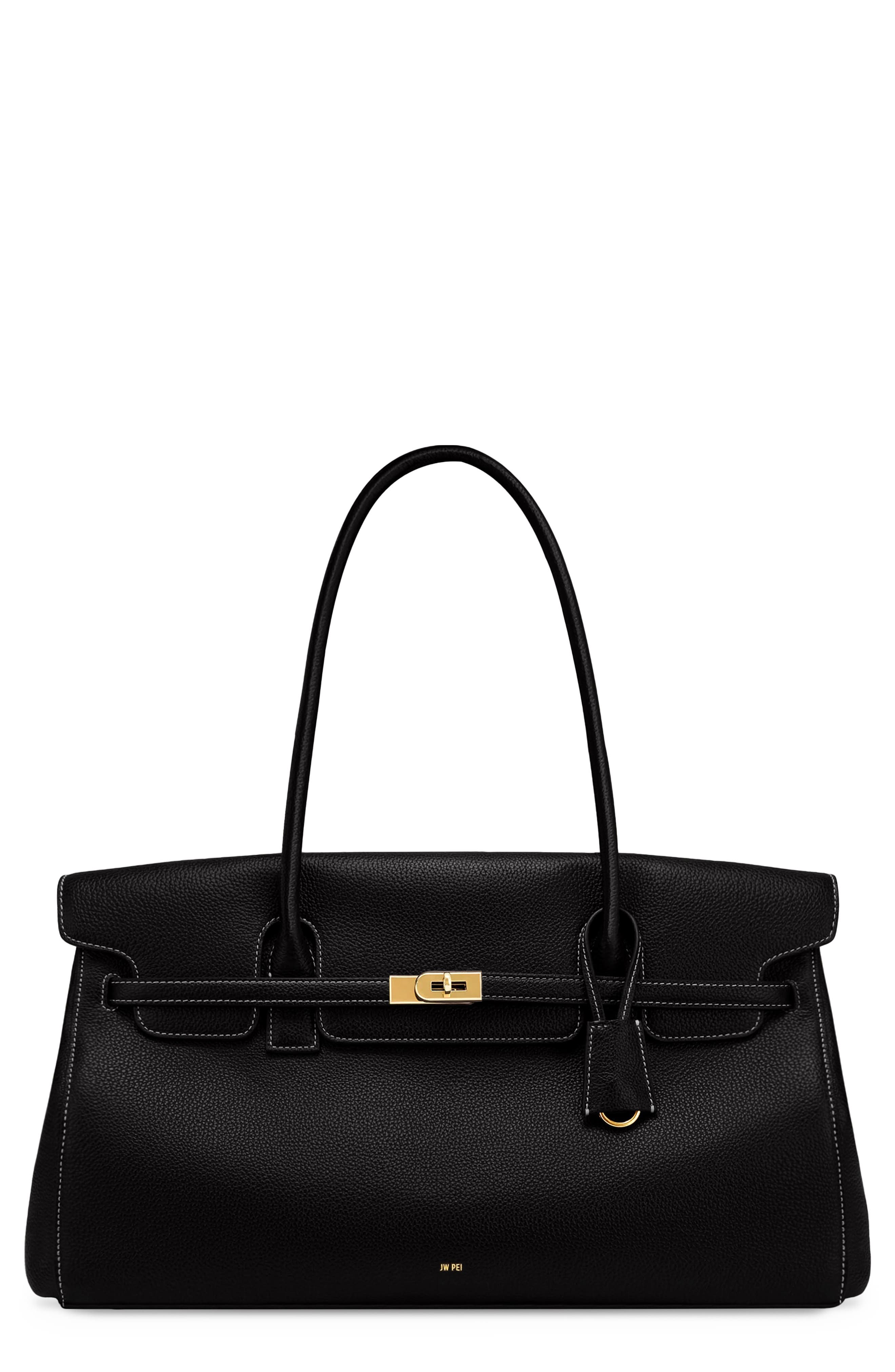 JW PEI Large Yara Faux Leather Shoulder Bag, Main, color, Black