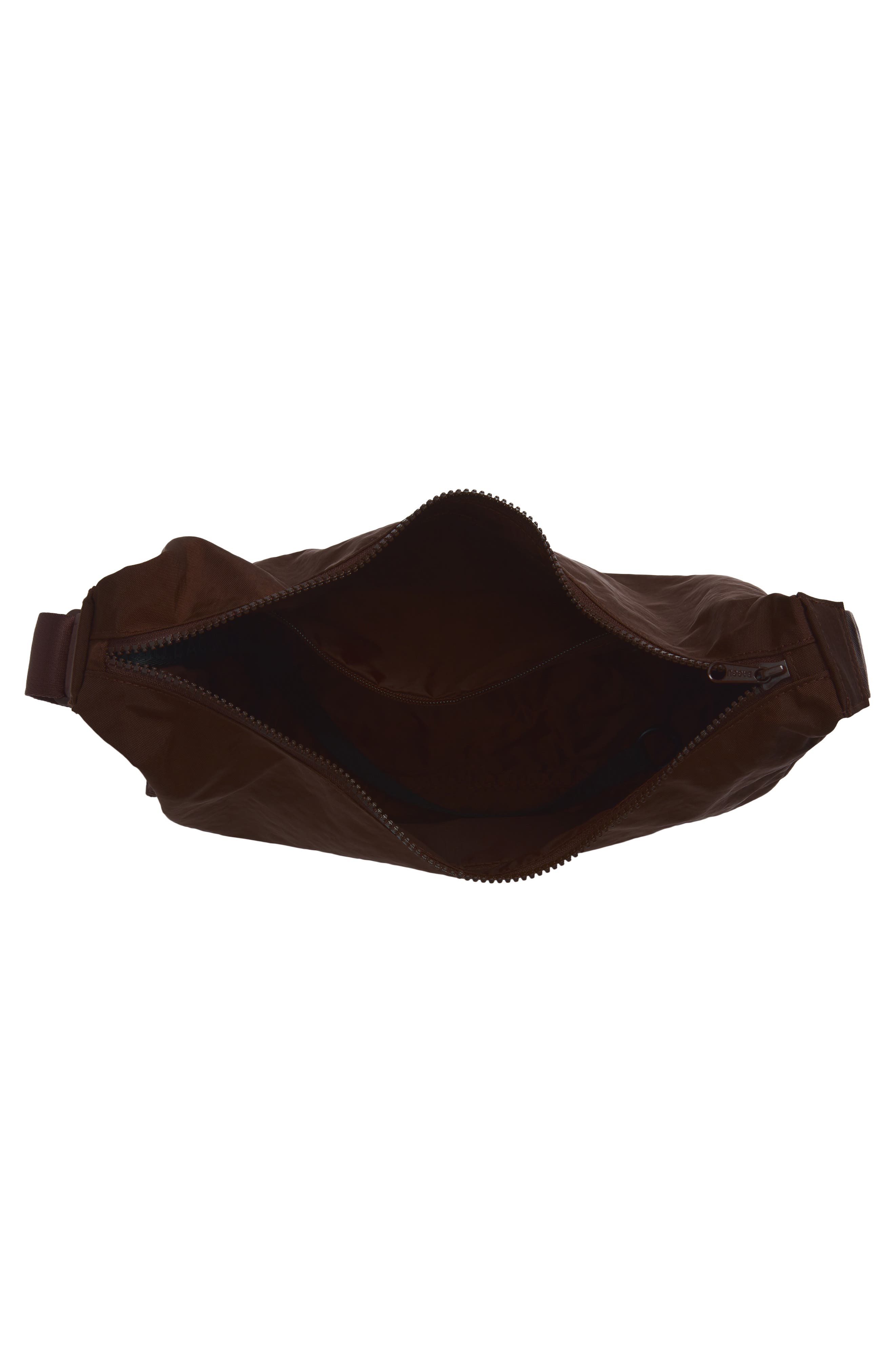 Medium Crescent Recycled Nylon Crossbody Bag, Alternate, color, COFFEE