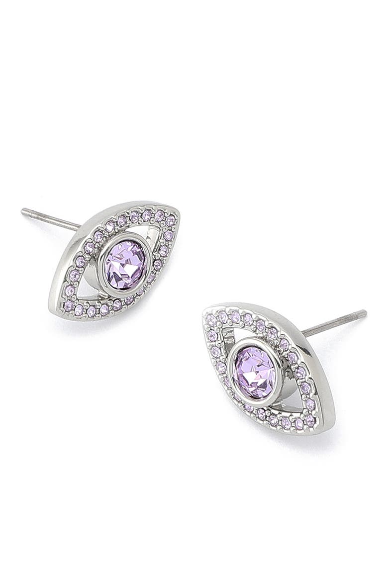 Pavé Evil Eye Stud Earrings, Alternate, color, PURPLE