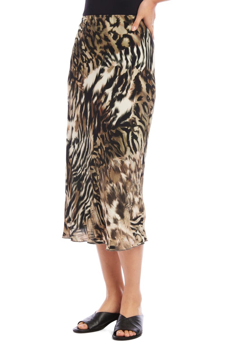 Karen Kane Bias Cut Animal Print Midi Skirt, Alternate, color, Animal Print