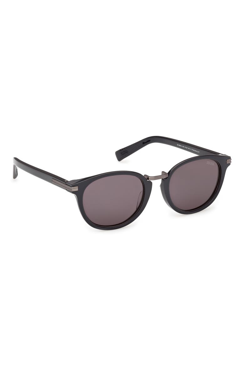 51mm Round Sunglasses, Alternate, color, ASPHALT GREY/ RUTHENIUM TRIM