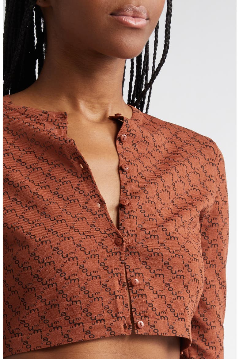 Frida Monogram Jacquard Crop Cardigan, Alternate, color, BROWN MONOGRAM